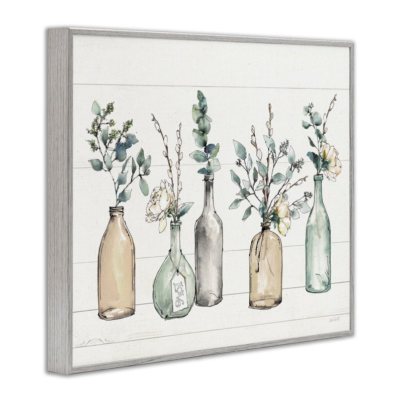 Stupell Industries Bottles and Plants Farm Wood Textured, Design by Anne Tavoletti Wall Art, 16 x 20, Multi-Color for Living Room, Grey Framed - Image 2